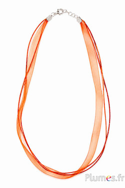 Halsketting van organza - lengte 45 cm - chocolade